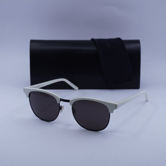 Saint Laurent SL108 011 Browline Sunglasses - Ivory/Black - Picture 8 of 11